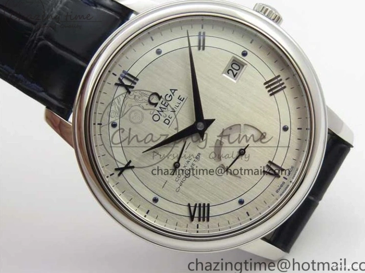 0327 Timeless De Ville Prestige Real PR SS ZF 1:1 Best Edition Gray Dial Blue Markers on Blue Leather Strap MIYOTA 7936